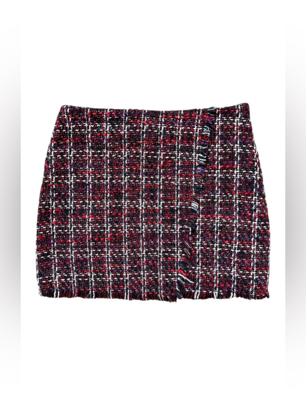 🌸3/$15🌸 Burgundy Black Tweed Dark Academia Mini Skirt Collegiate Schoolgirl Sz S